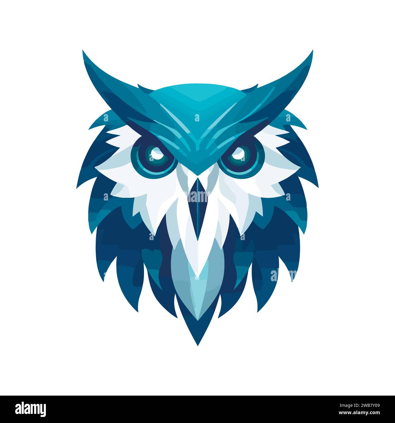 Modern abstract vector illustration of owl with blue undertone Stock