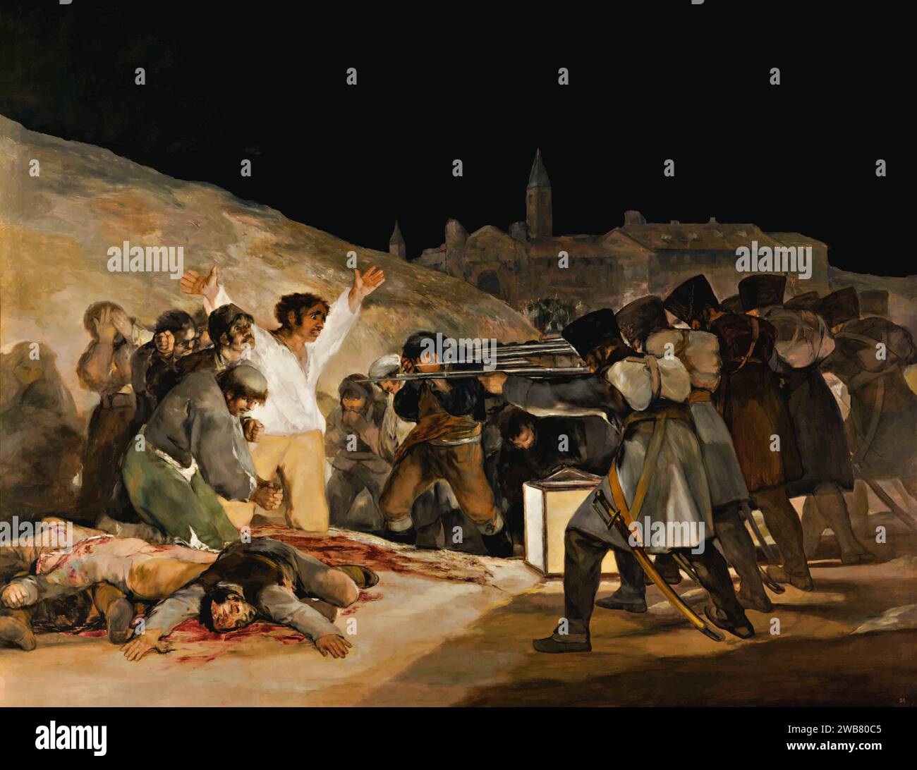 The Third of May 1808 (Painting) 1814 Goya y Lucientes, Francisco Jose de (1746-1828) Spanish. Stock Vector