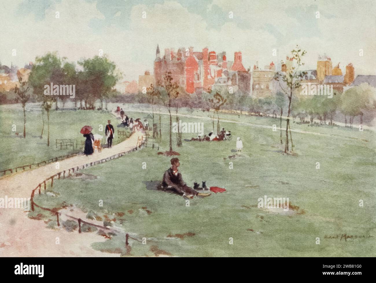 Green Park painting by Herbert Marshall, 1905 Herbert Menzies Marshall (1 August 1841 – 2 March 1913) was an English watercolour painter and illustrator, and earlier in life a cricket player. Stock Photo