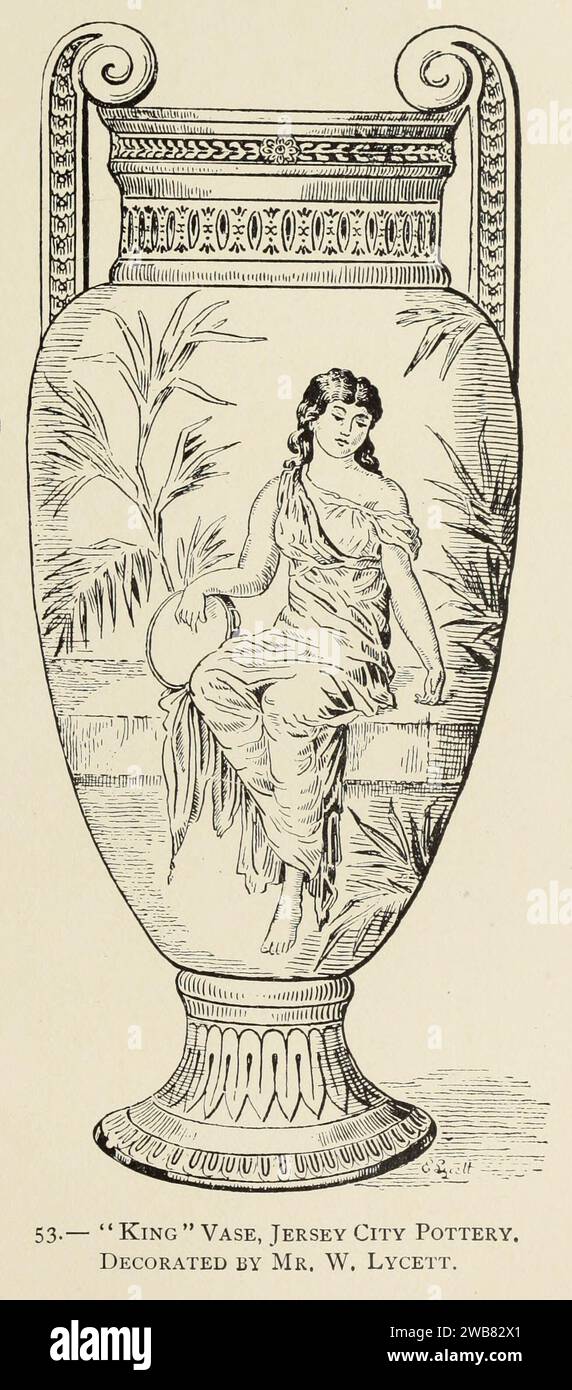 "King" Vase, Jersey City Pottery, Decorated by Mr. W. Lycett Stock