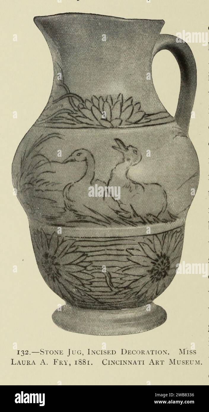 Stone Jug, Incised Decoration. Miss Laura A. Fry, 1881 Stock Photo Alamy