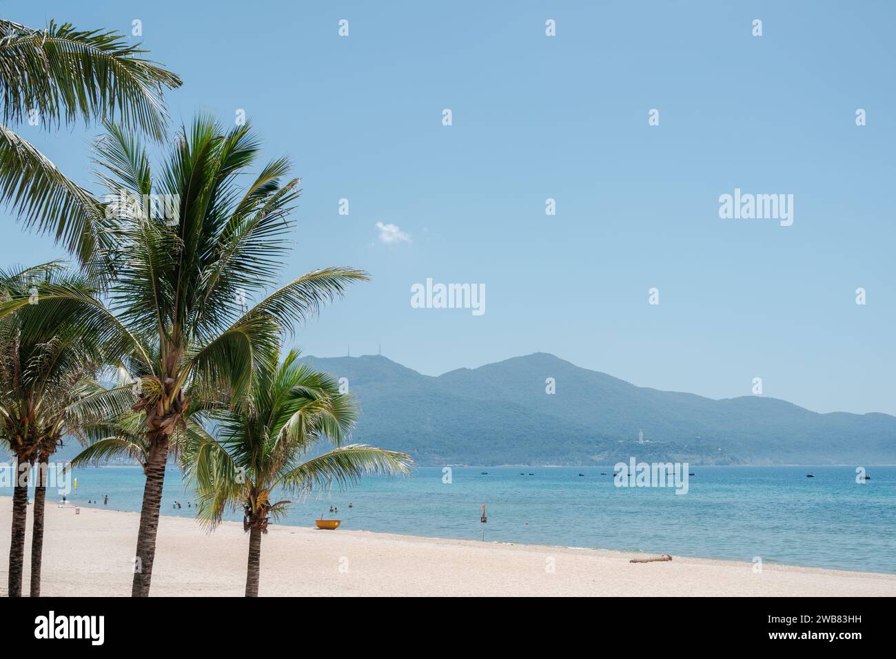 My Khe Beach with palm trees in Da Nang, Vietnam Stock Photo