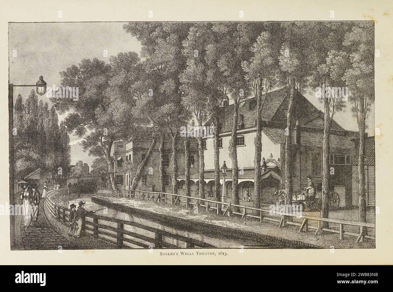 Sadler's Wells Theatre, 1813 from the book ' THE THEATRE ' A Monthly Review THE DRAMA, MUSIC, AND THE FINE ARTS. EDITED BY CLEMENT SCOTT. JANUARY to JUNE, 1880. Published in LONDON by CHARLES DICKENS & EVANS, 26, WELLINGTON STREET. Stock Photo