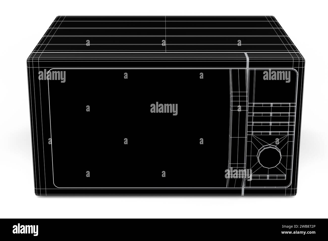Microwave for heating food on kitchen isolated on white background. 3d render concept of layers