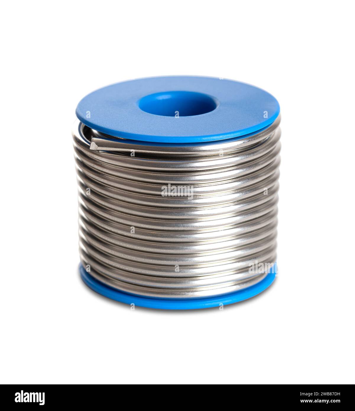 Spool of soft solder wire, with a diameter of 3 millimeters. Fittingslot, fusible metal alloy of tin and copper. Stock Photo