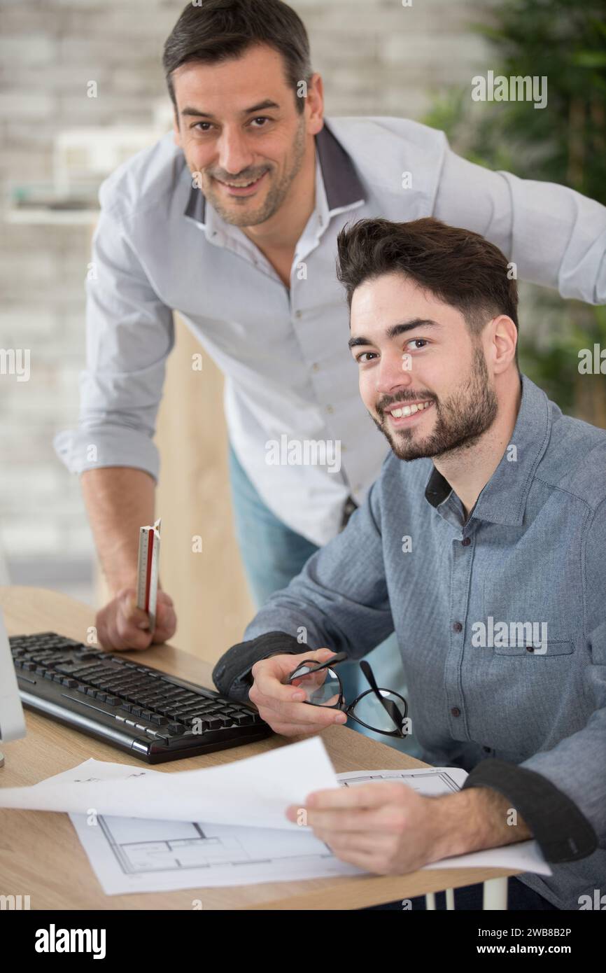 computer aided design cad engineer with his boss Stock Photo