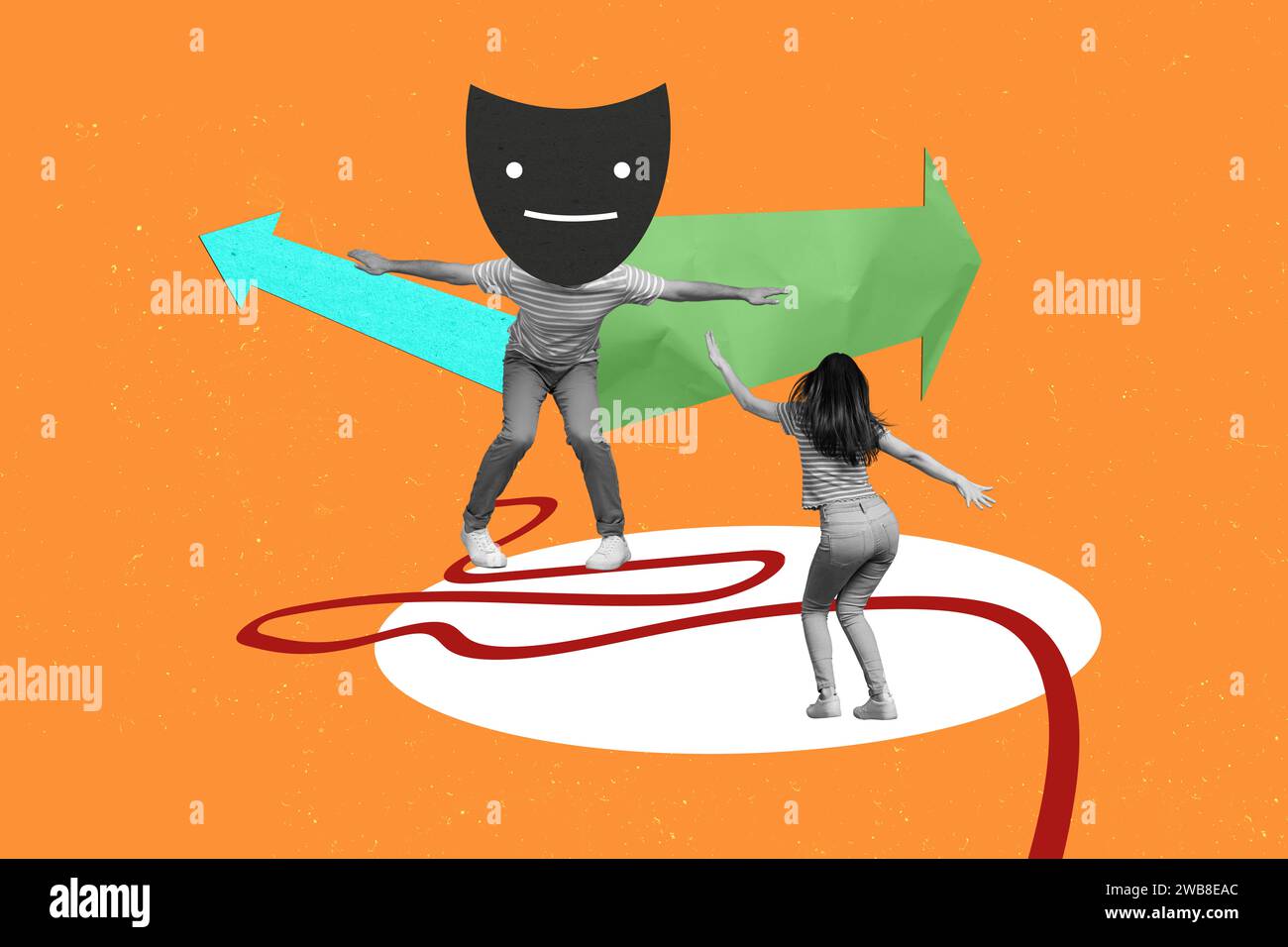 Composite collage image of funny female watch theater movie drama have