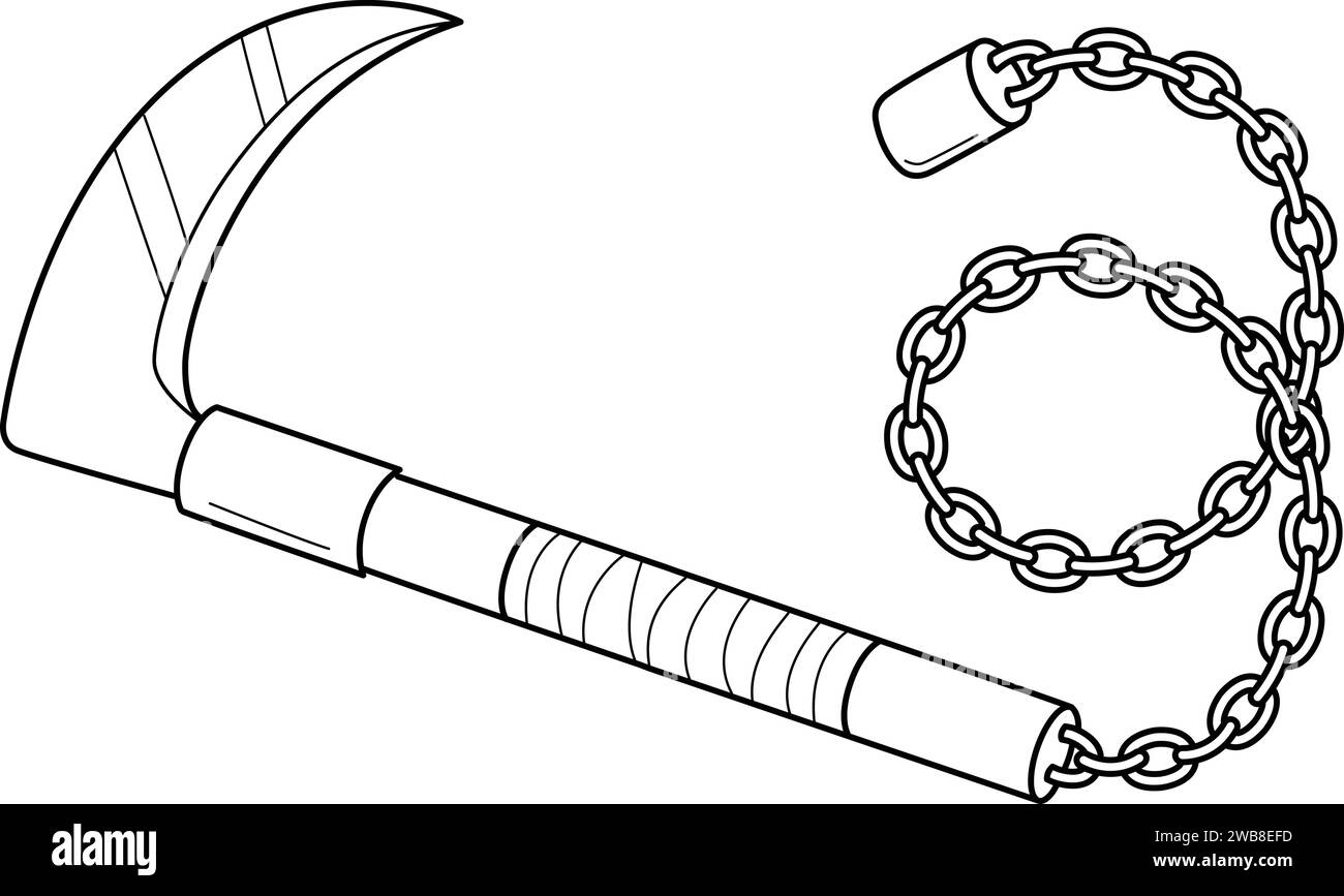 Ninja Grappling Hook Isolated Coloring Page Stock Vector Image