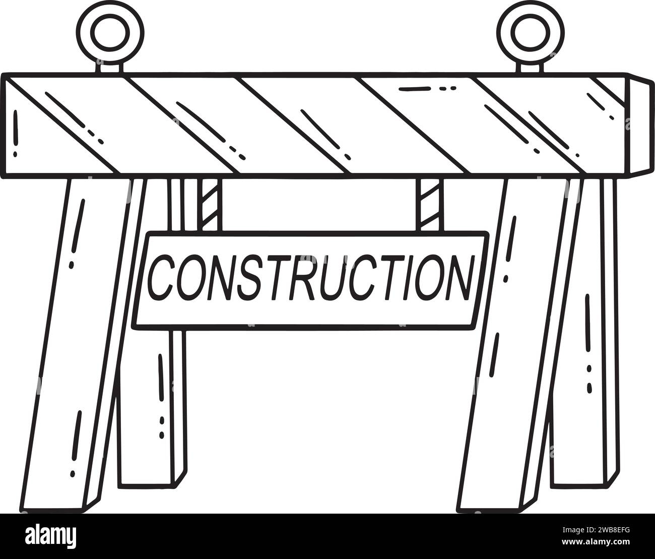 Construction Road Barrier Isolated Coloring Page Stock Vector