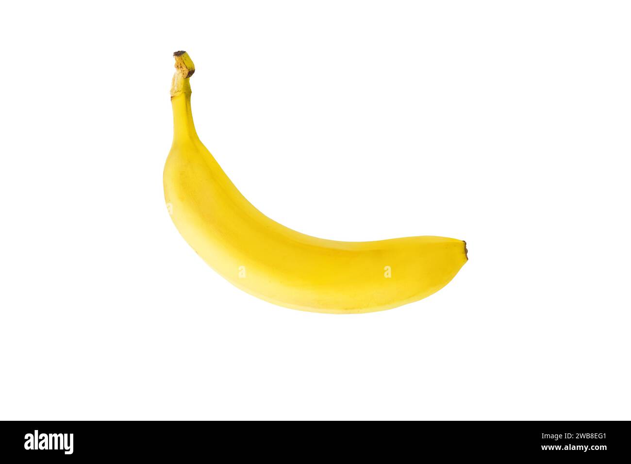 Top View of Yellow Banana Shot in Studio isolated on White Background Stock Photo