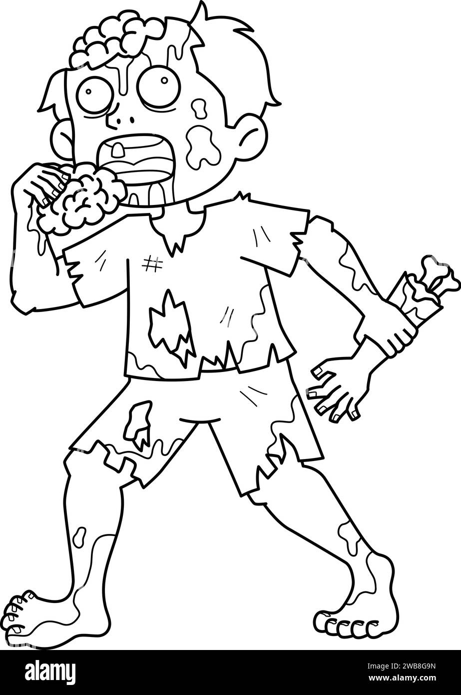 Zombie Eating Human Flesh Isolated Coloring Page Stock Vector Image & Art Alamy