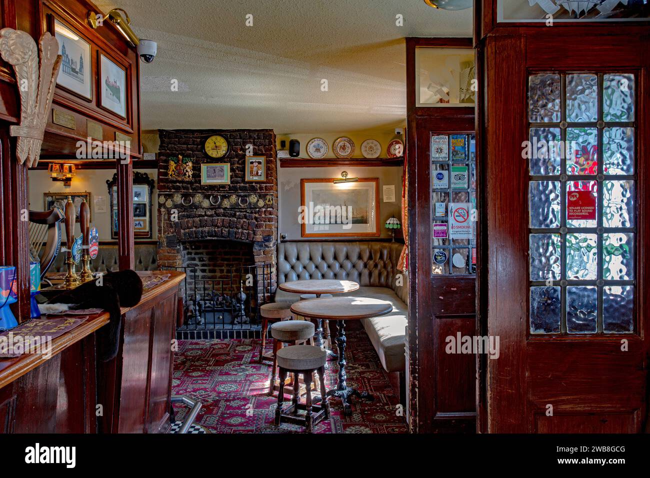 London, Greenwich - Interior of The Plume of Feathers -  traditional English Pub Stock Photo