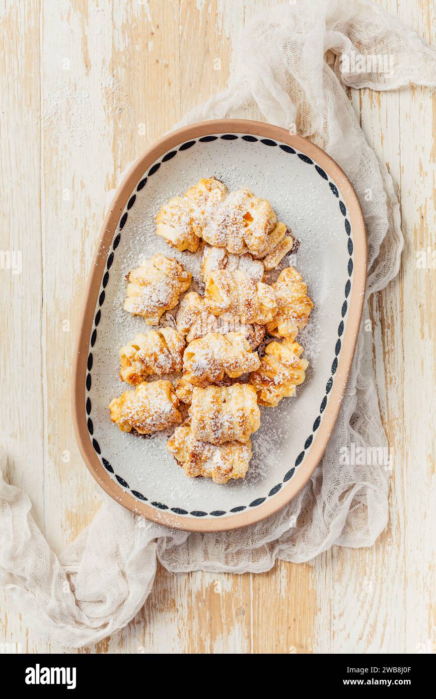 Homemade apple pastries, puff pastry with apples, small healthy snack Stock Photo