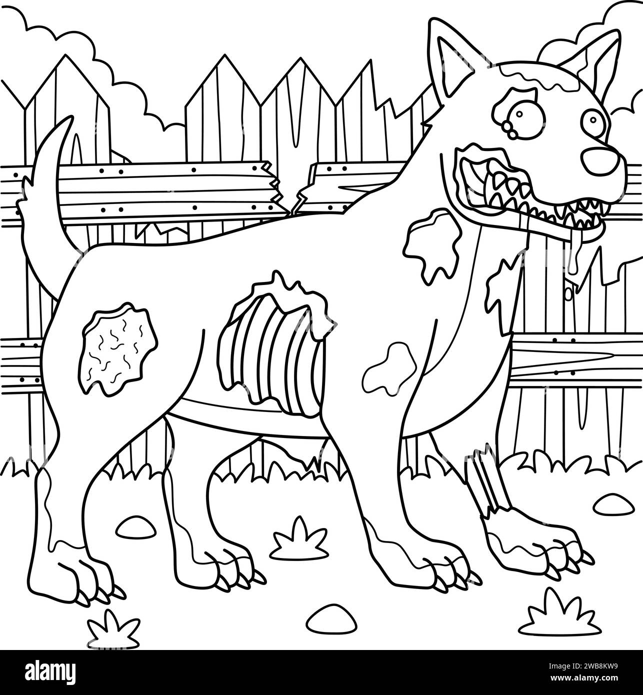 Zombie Dog Coloring Page for Kids Stock Vector Image & Art Alamy