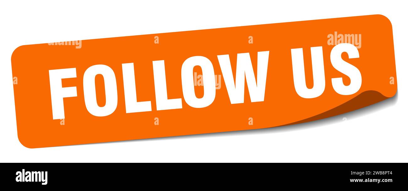 follow us sticker. follow us rectangular label isolated on white ...