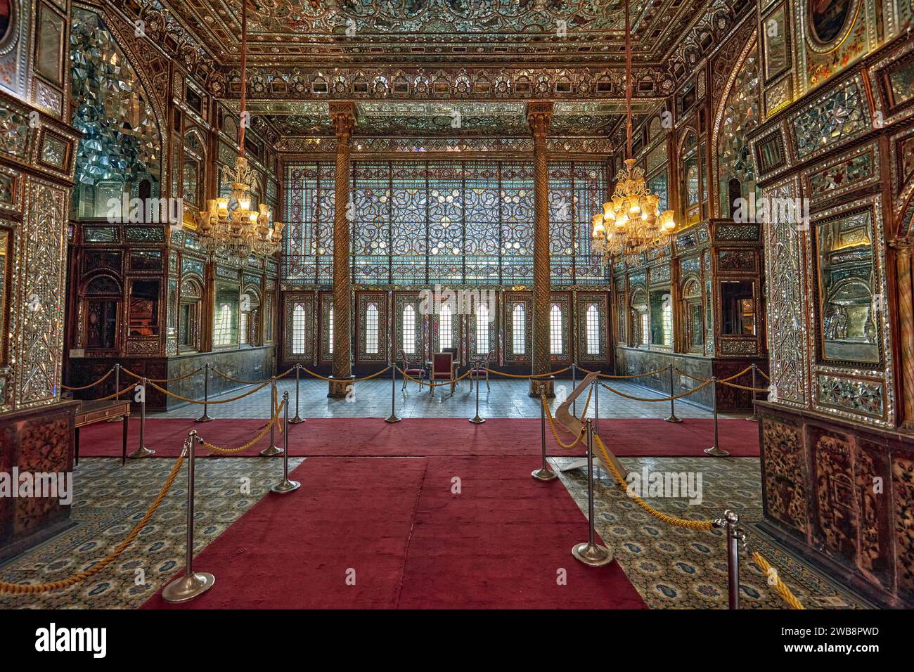 Interior view of the Windcatcher Building (Emarat e Badgir) in the Golestan Palace, UNESCO World Heritage Site. Tehran, Iran. Stock Photo