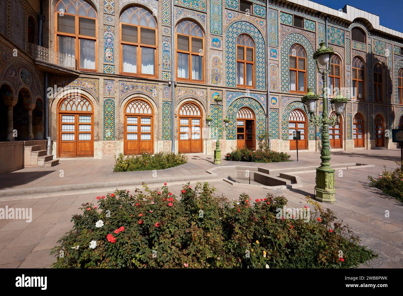 Exterior view of the Golestan Palace, former royal residence of the Qajar dynasty and UNESCO World Heritage Site. Tehran, Iran. Stock Photo