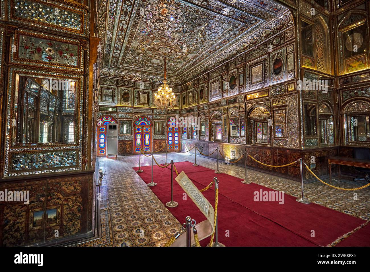 Interior view of the Windcatcher Building (Emarat e Badgir) in the Golestan Palace, UNESCO World Heritage Site. Tehran, Iran. Stock Photo