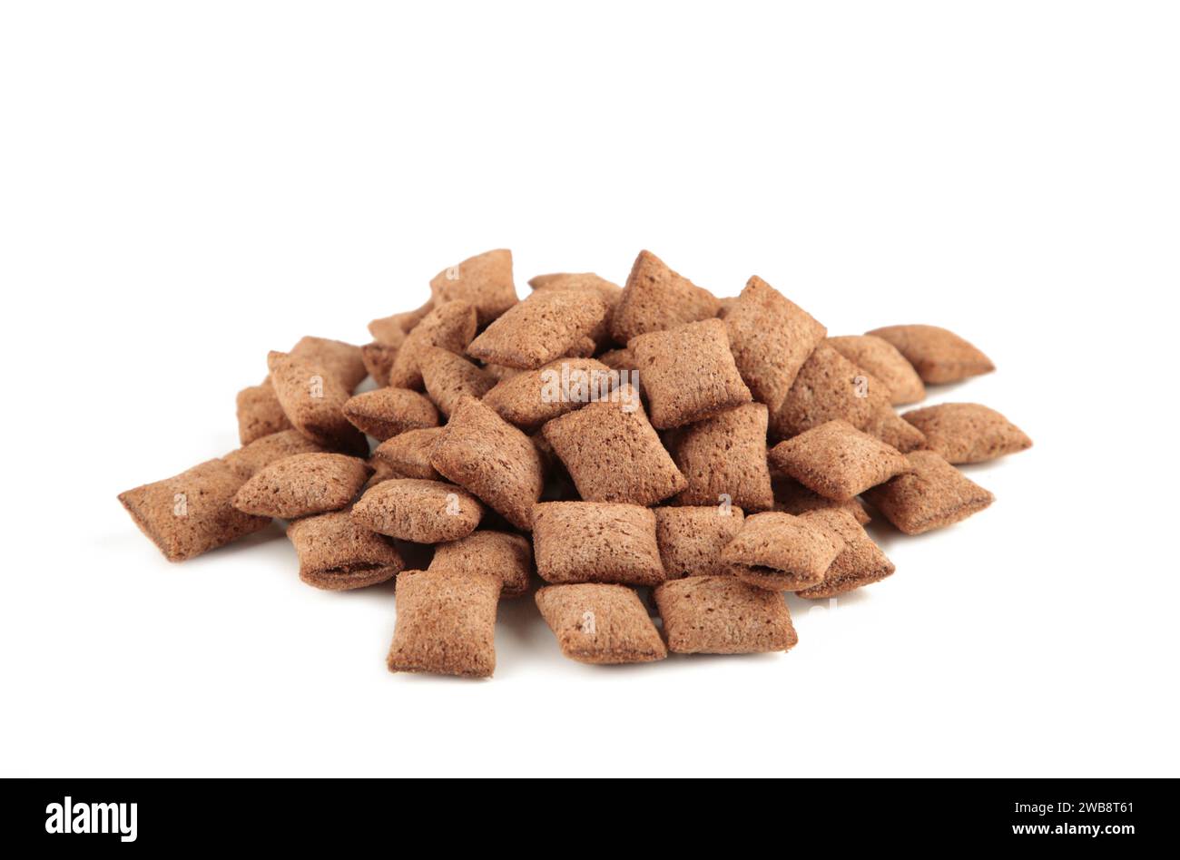 Chocolate corn pads isolated on white background. Cereals. Top view Stock Photo