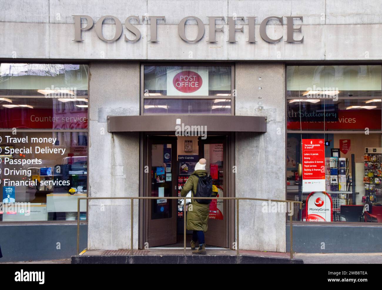 A customer walks into the Mount Pleasant Post Office in Central London