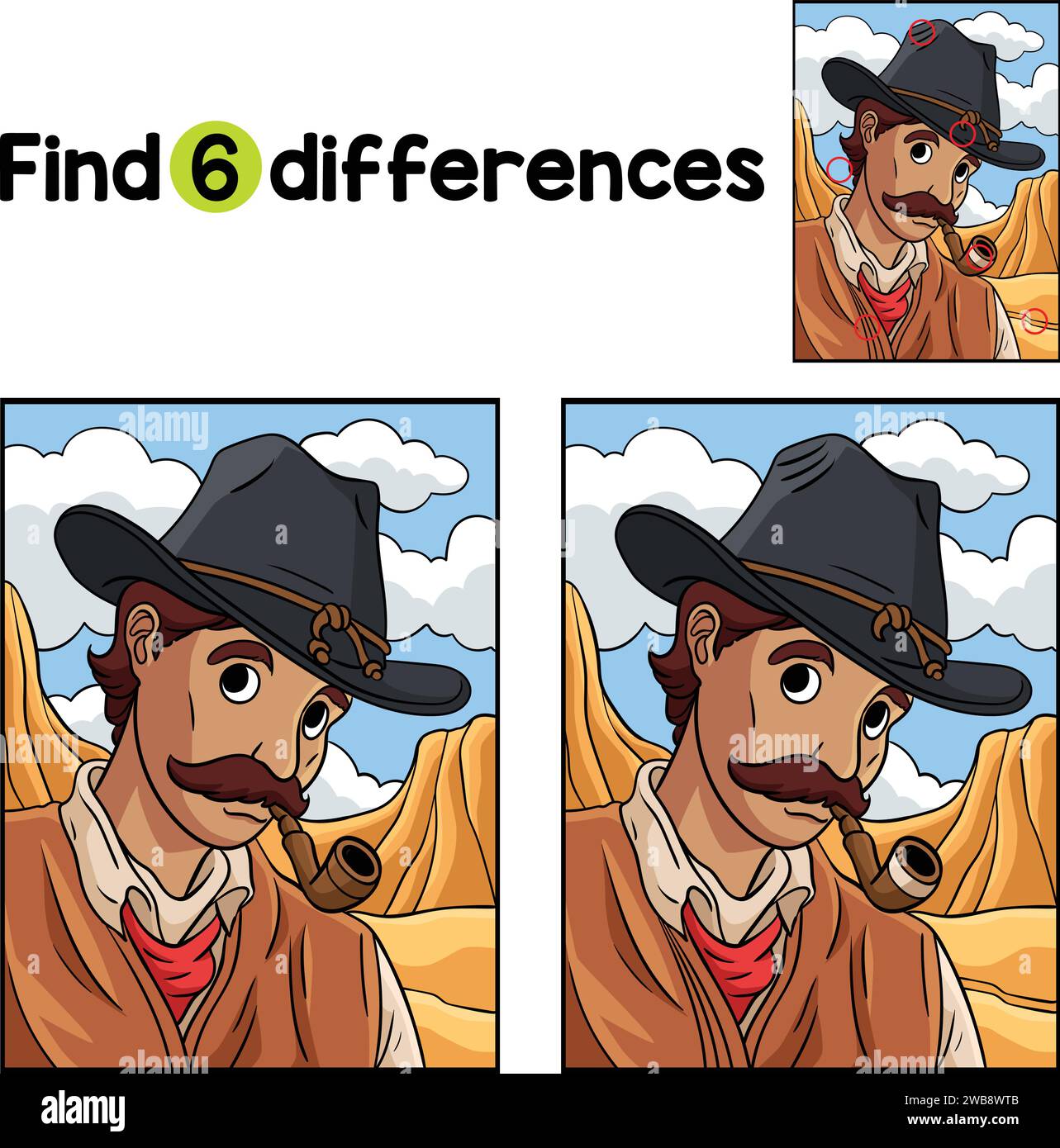 Cowboy Campfire Find The Differences Stock Vector Image & Art - Alamy