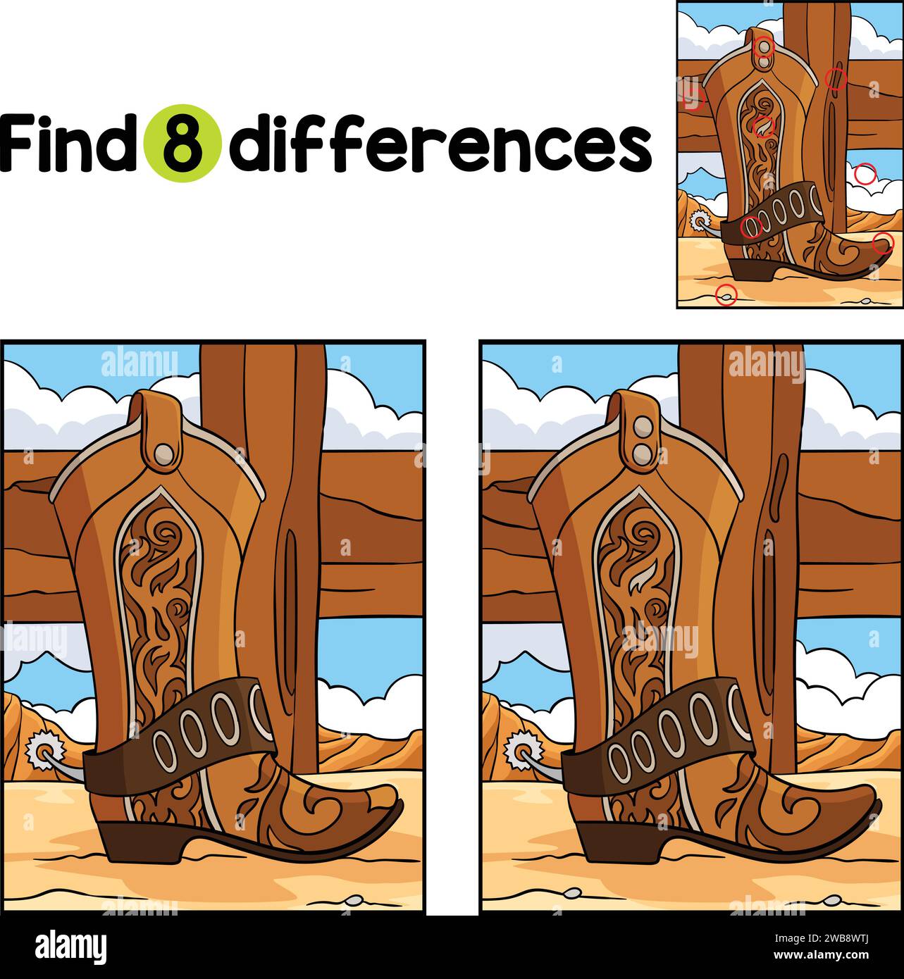 Cowboy Boots Find The Differences Stock Vector Image & Art - Alamy