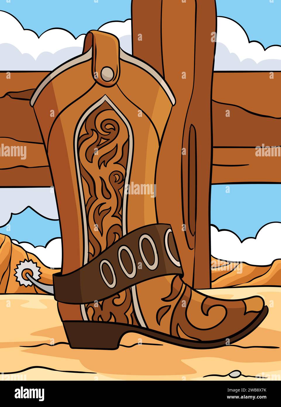 Cowboy Boots Colored Cartoon Illustration Stock Vector Image & Art Alamy