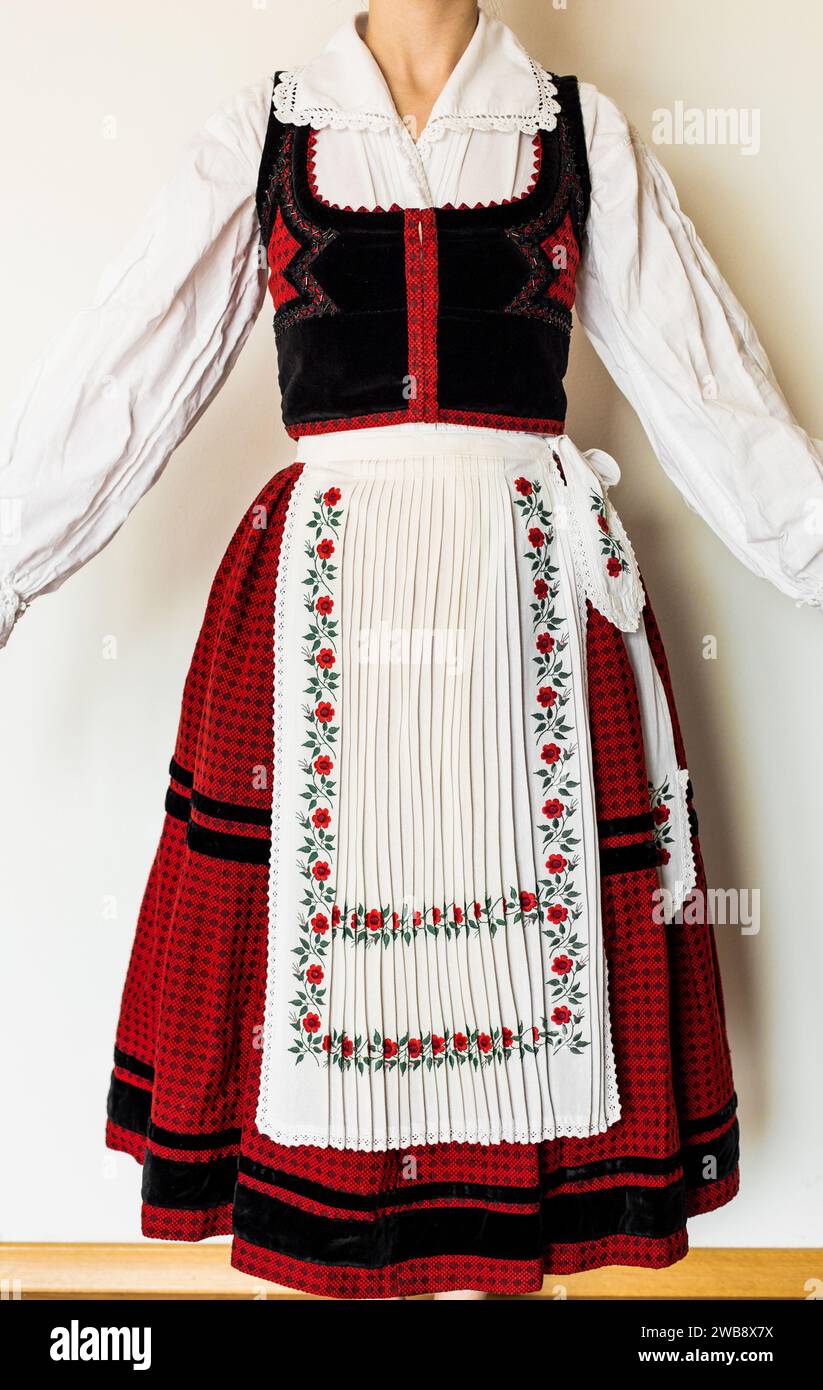 Traditional Szekler Folklore wear, adorned beautifully patterned dress Stock Photo