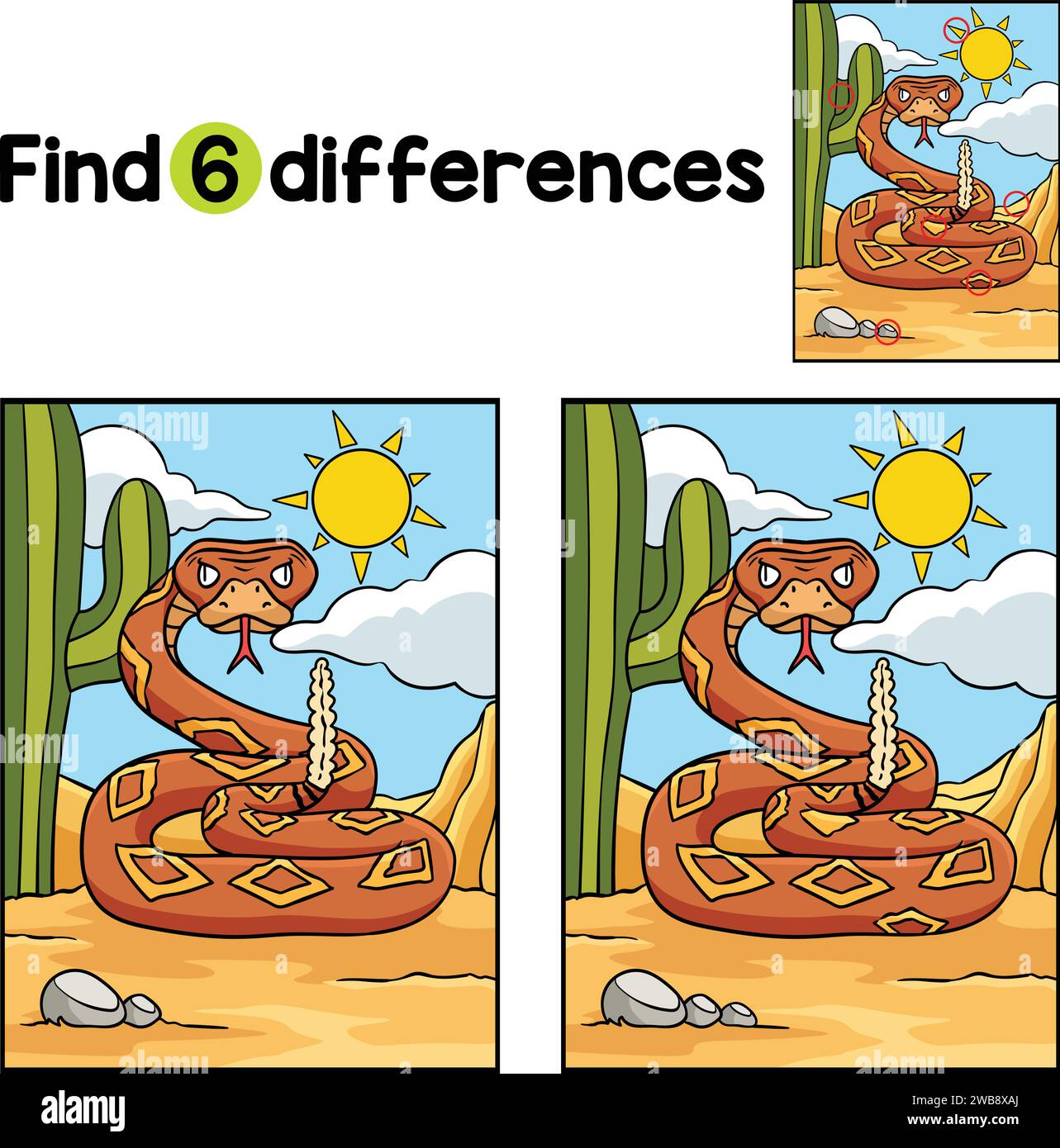 Cowboy Snake Find The Differences Stock Vector Image & Art - Alamy