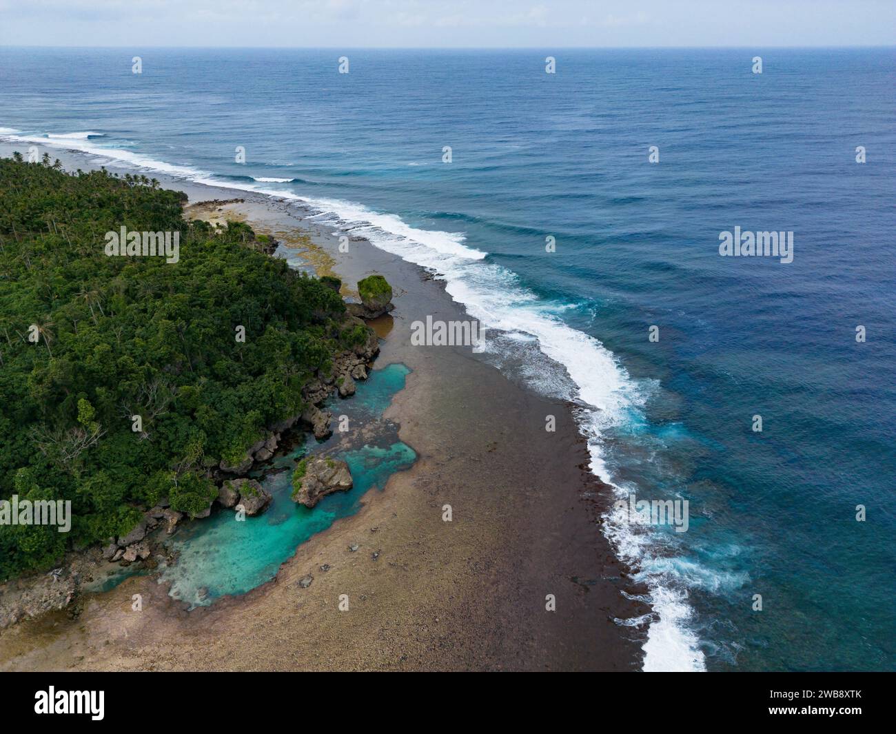 An aerial view of Magpupungko Tidal Pool, Siargao Island, Philippines Stock Photo
