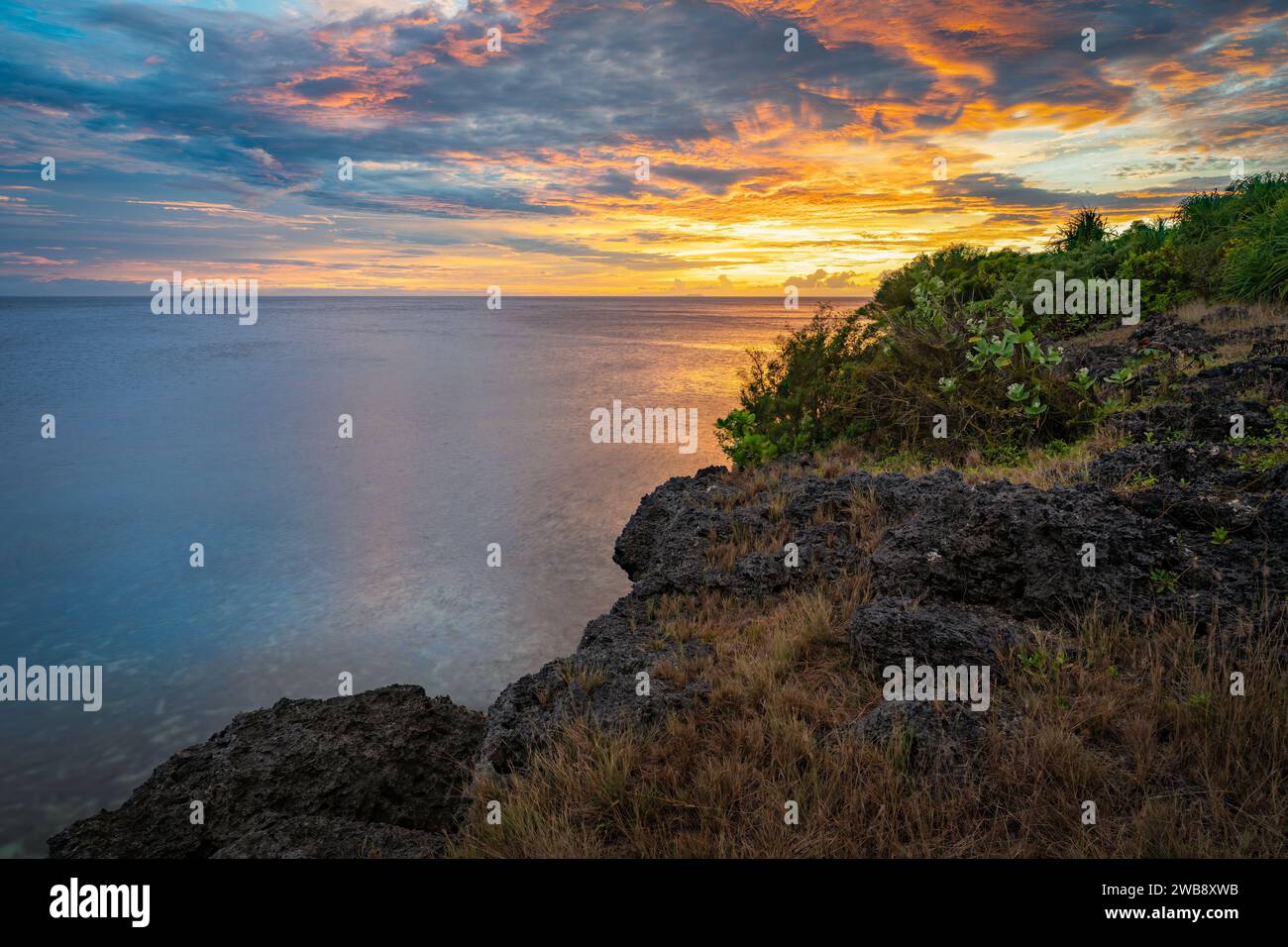 A scenic view of Siquijor island, Philippines at sunset Stock Photo