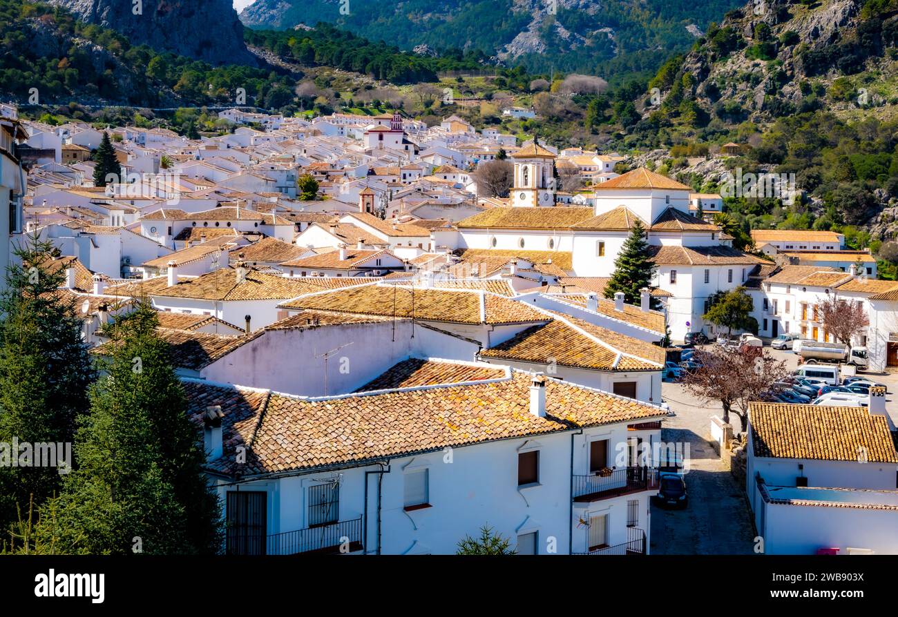 A scenic view of Spanish houses renowned for their distinctive and charming architectural styles Stock Photo