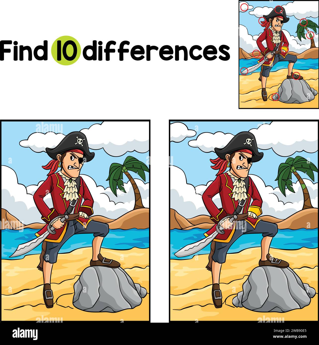 Pirate Captain Find The Differences Stock Vector Image & Art - Alamy