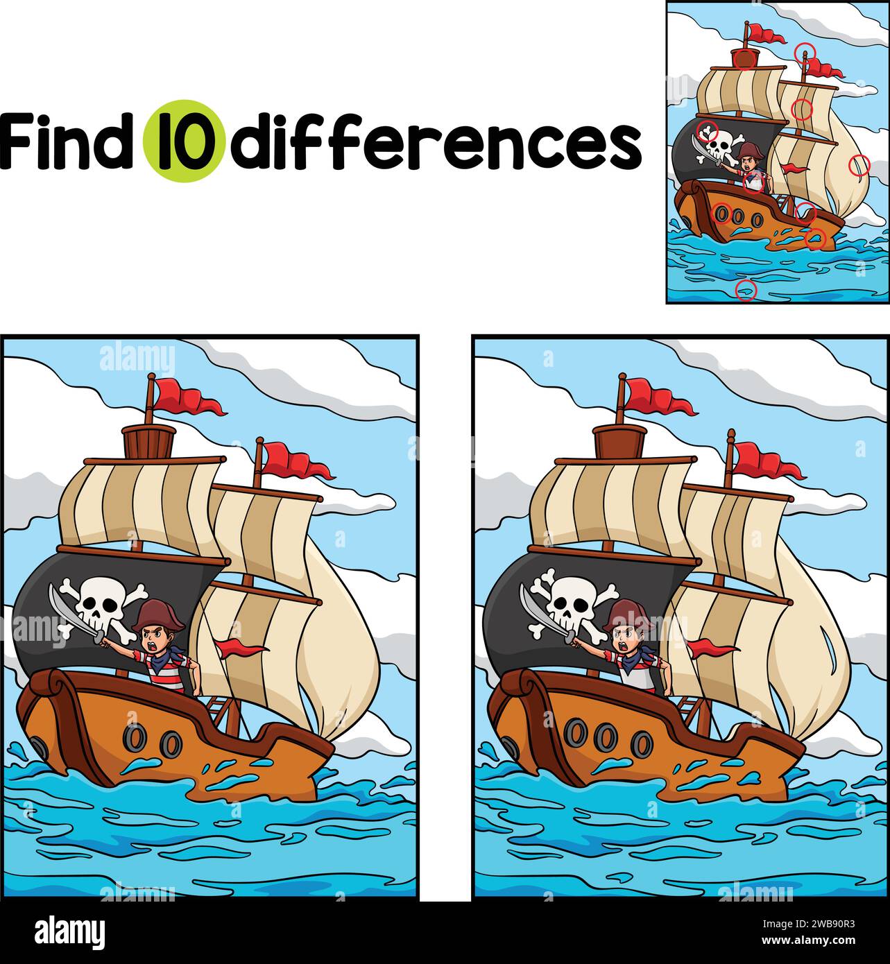 Pirate Ship Find The Differences Stock Vector Image & Art Alamy