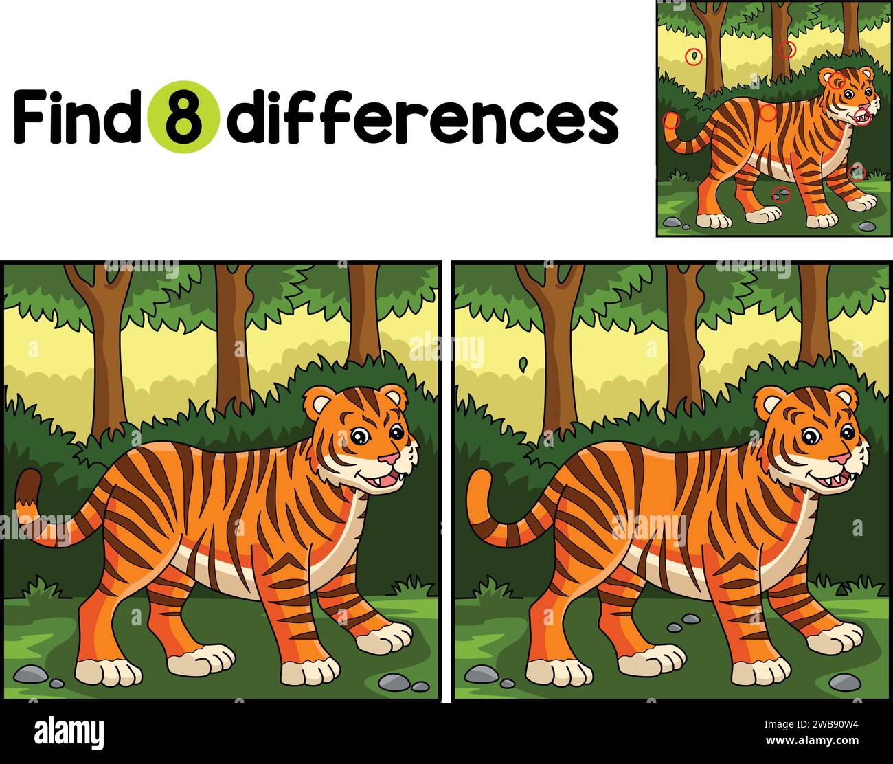 Tiger Animal Find The Differences Stock Vector Image & Art - Alamy