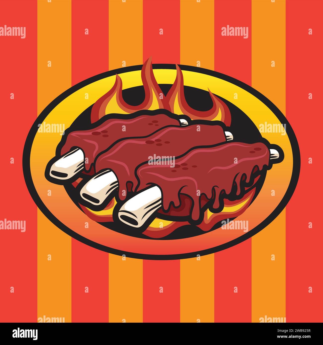 BBQ Ribs Logo Vector Design Stock Vector Image & Art Alamy