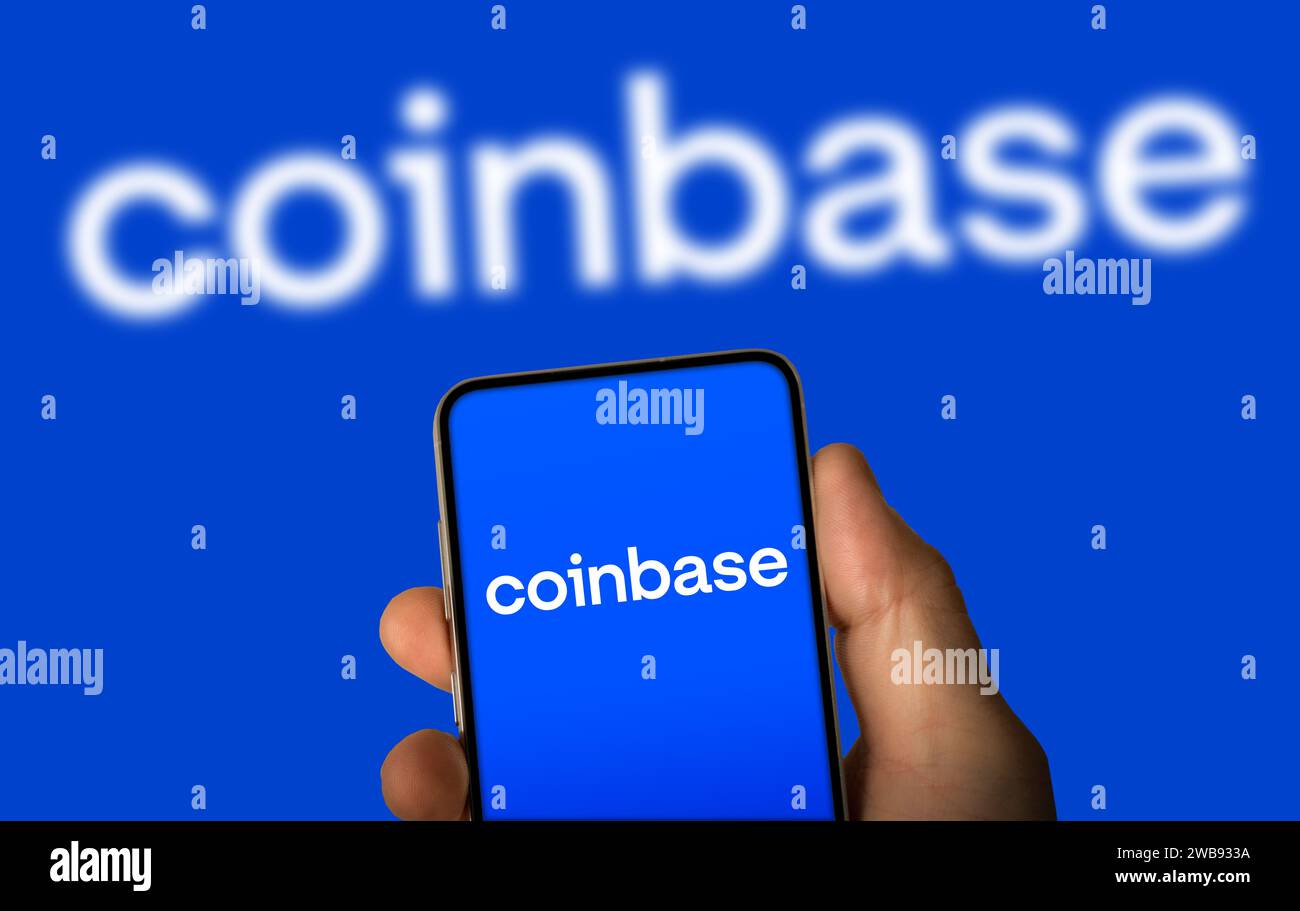 Coinbase cryptocurrency exchange platform Stock Photo