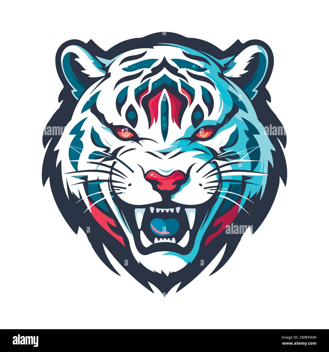 Tiger mascot sport logo design. Tiger animal mascot head vector illustration logo. Wild cat head mascot, Tiger head emblem design for eSports team. Stock Vector