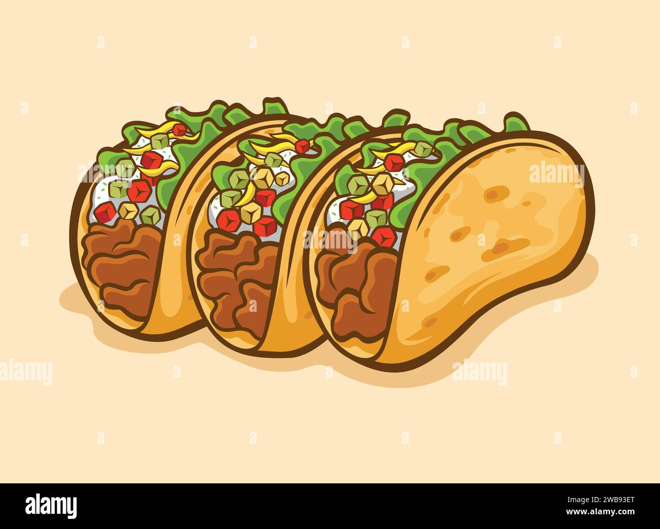 Triple taco vector images stock vector image art alamy