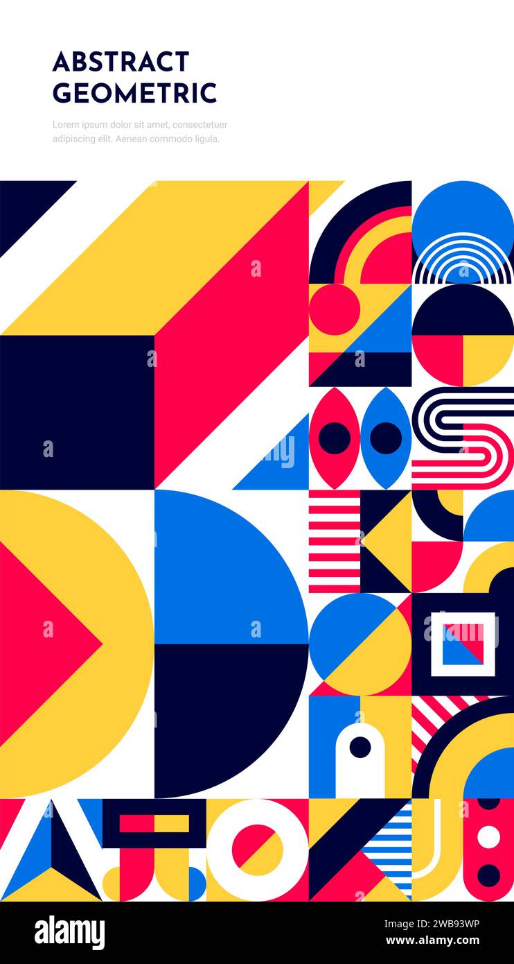 Abstract template poster with Bauhaus geometric pattern. Corporate ...