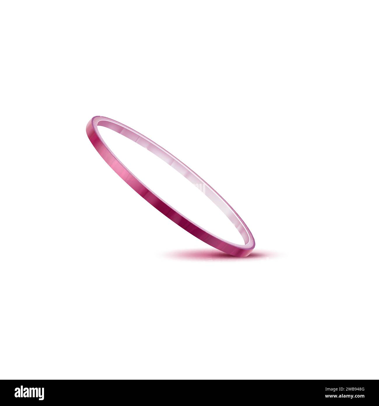 Realistic red raw onion ring, isolated vegetable circular slice. 3d