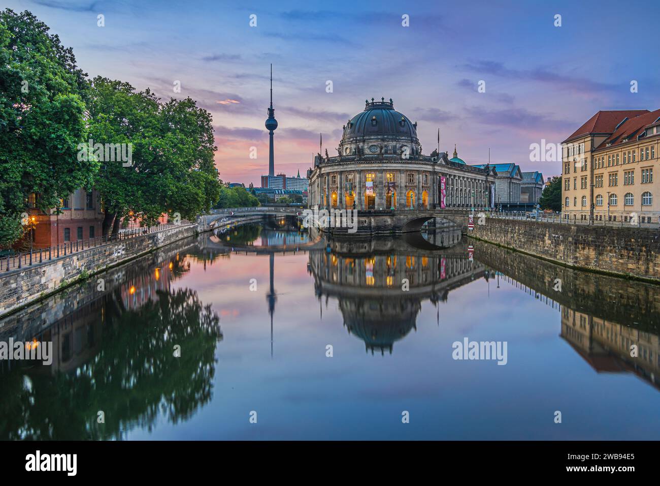 Berlin skyline in the morning at sunrise. Museum Island with ...