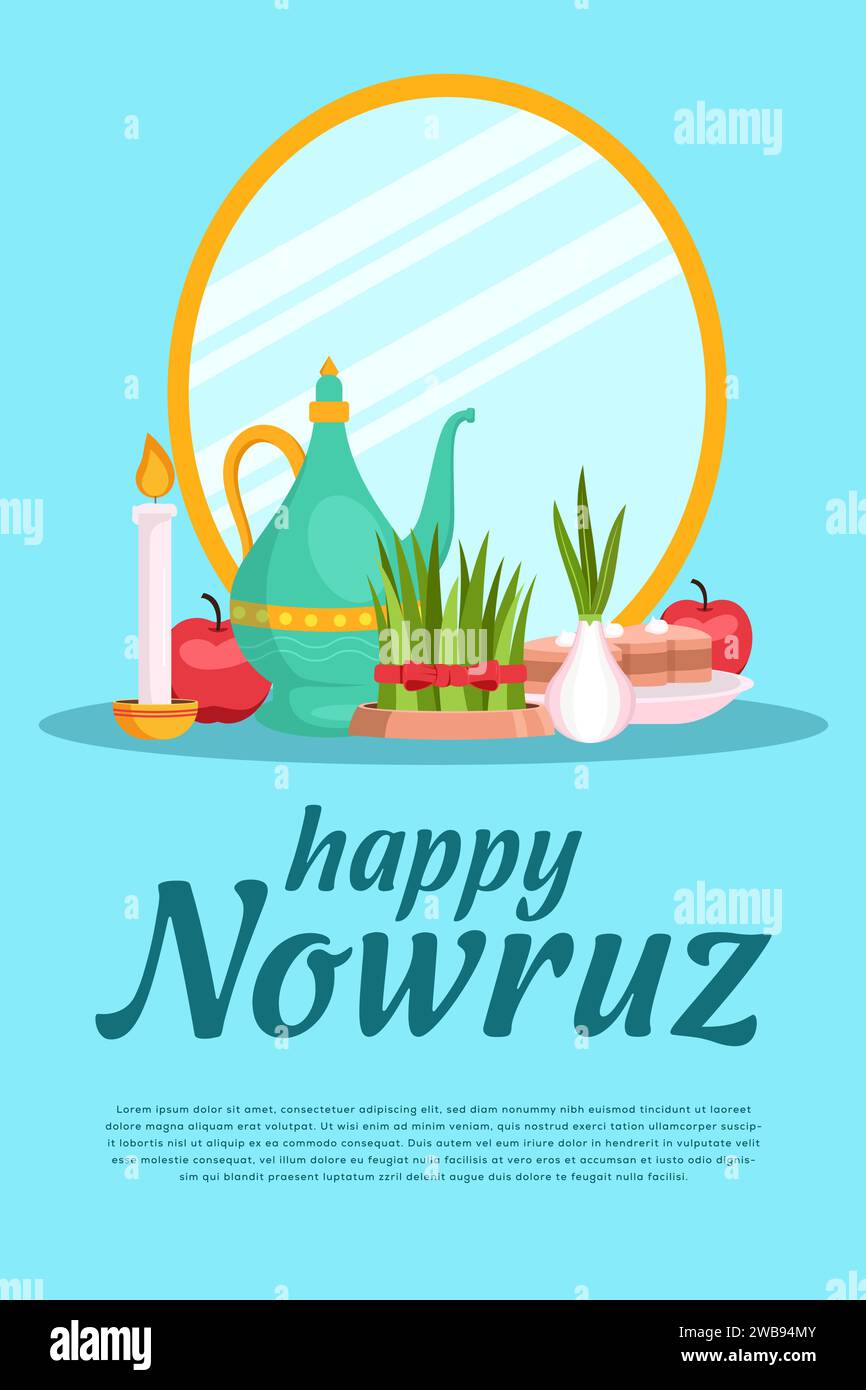 flat Nowruz celebration vertical banner illustration Stock Vector