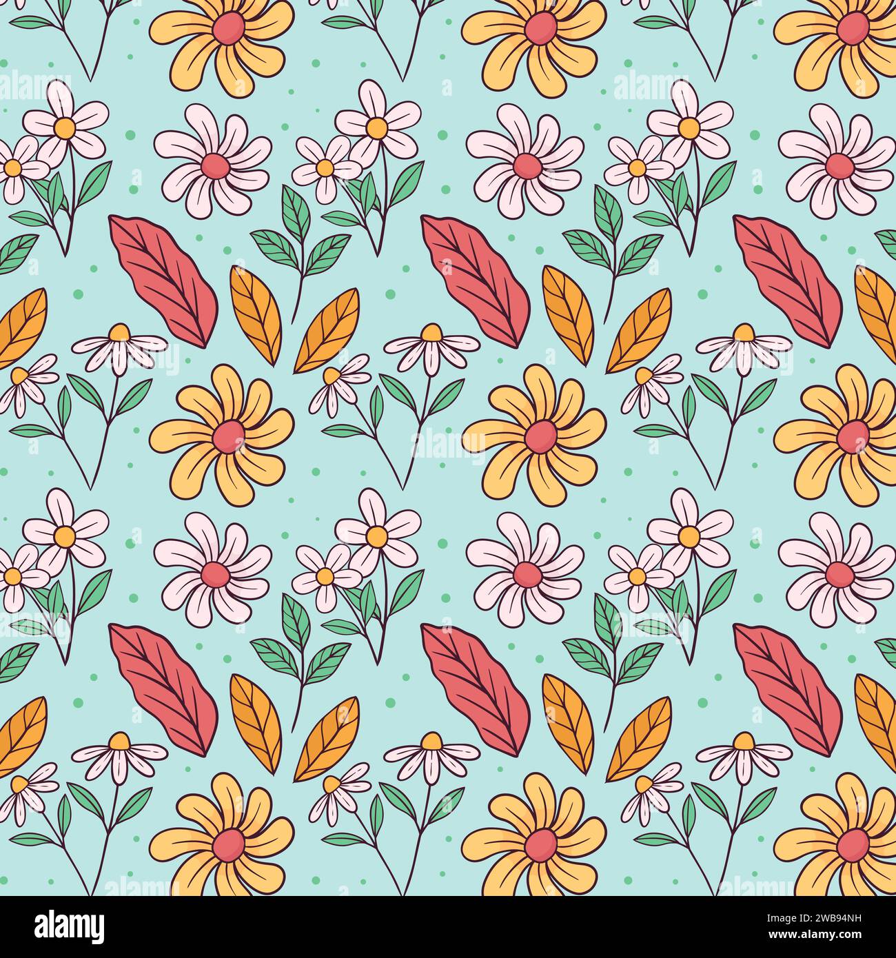hand drawn vector spring pattern illustration design Stock Vector