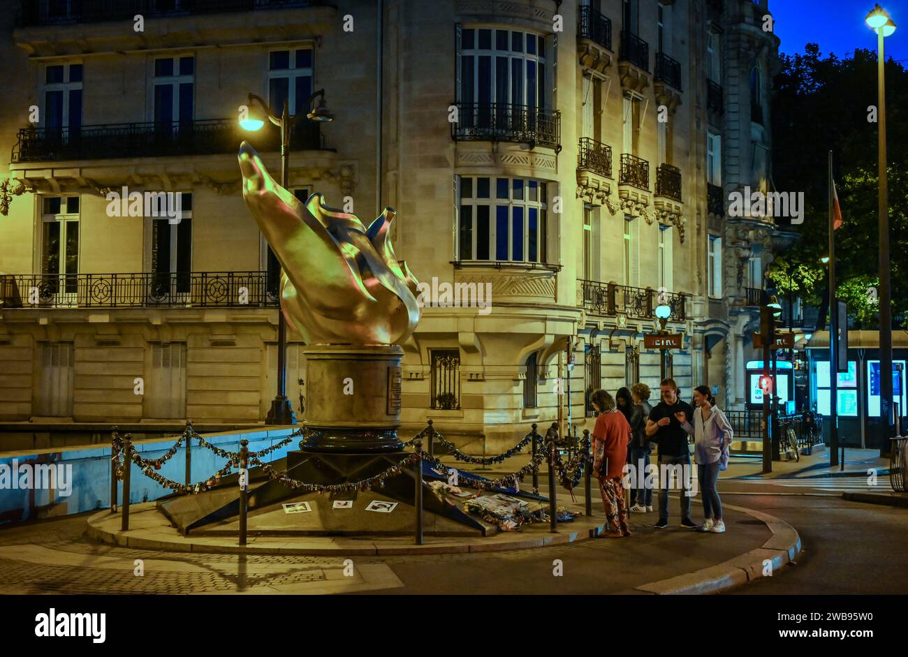 Paris,France,July 1,2022. Flame of Liberty is a replica of the torch flame of the Statue of Liberty. This is the site of Princess Diana's death and me Stock Photo