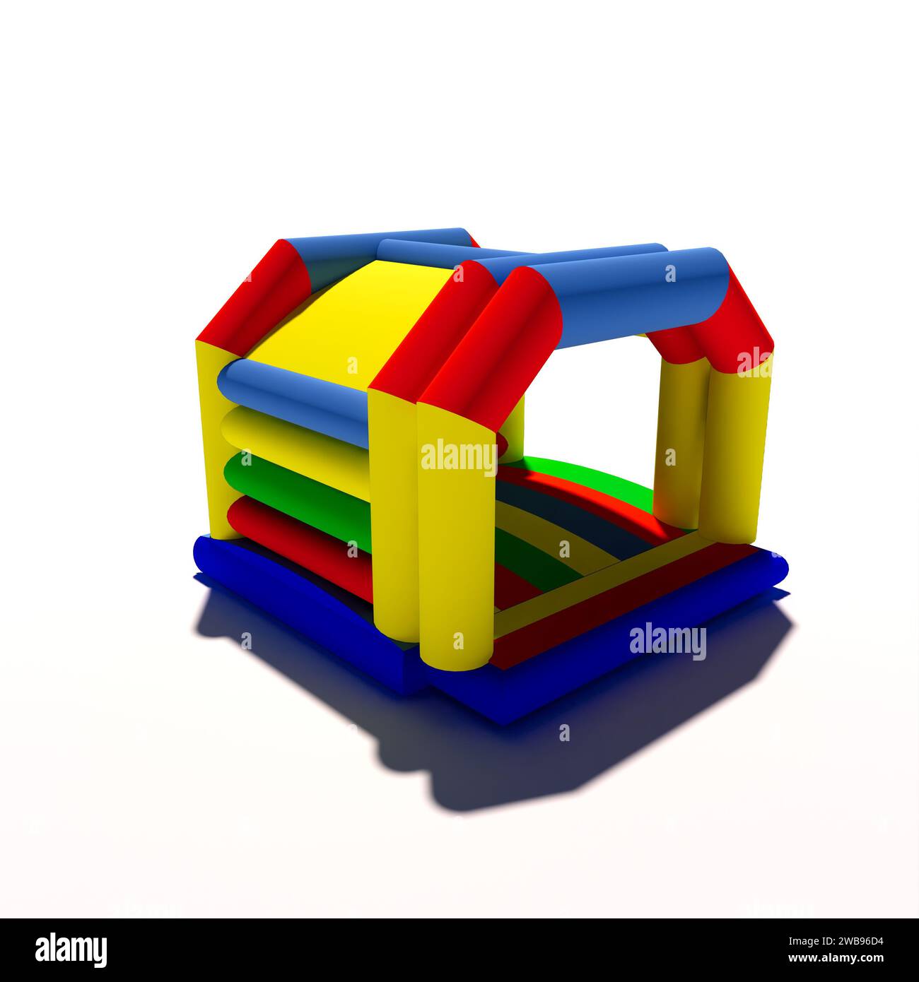 Bounce bouncy castle house isolated on white background. 3D rendering