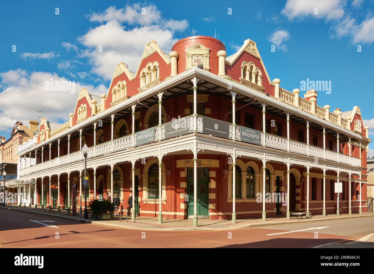 The historical P&O Hotel building now used by Notre Dame University in the West End of the port of Fremantle, Perth, Western Australia. Stock Photo