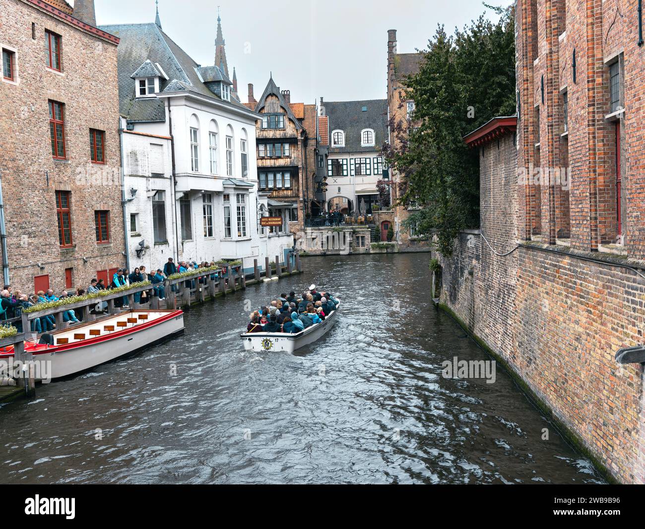 Dijer river and canals in Bruges Belguim Stock Photo
