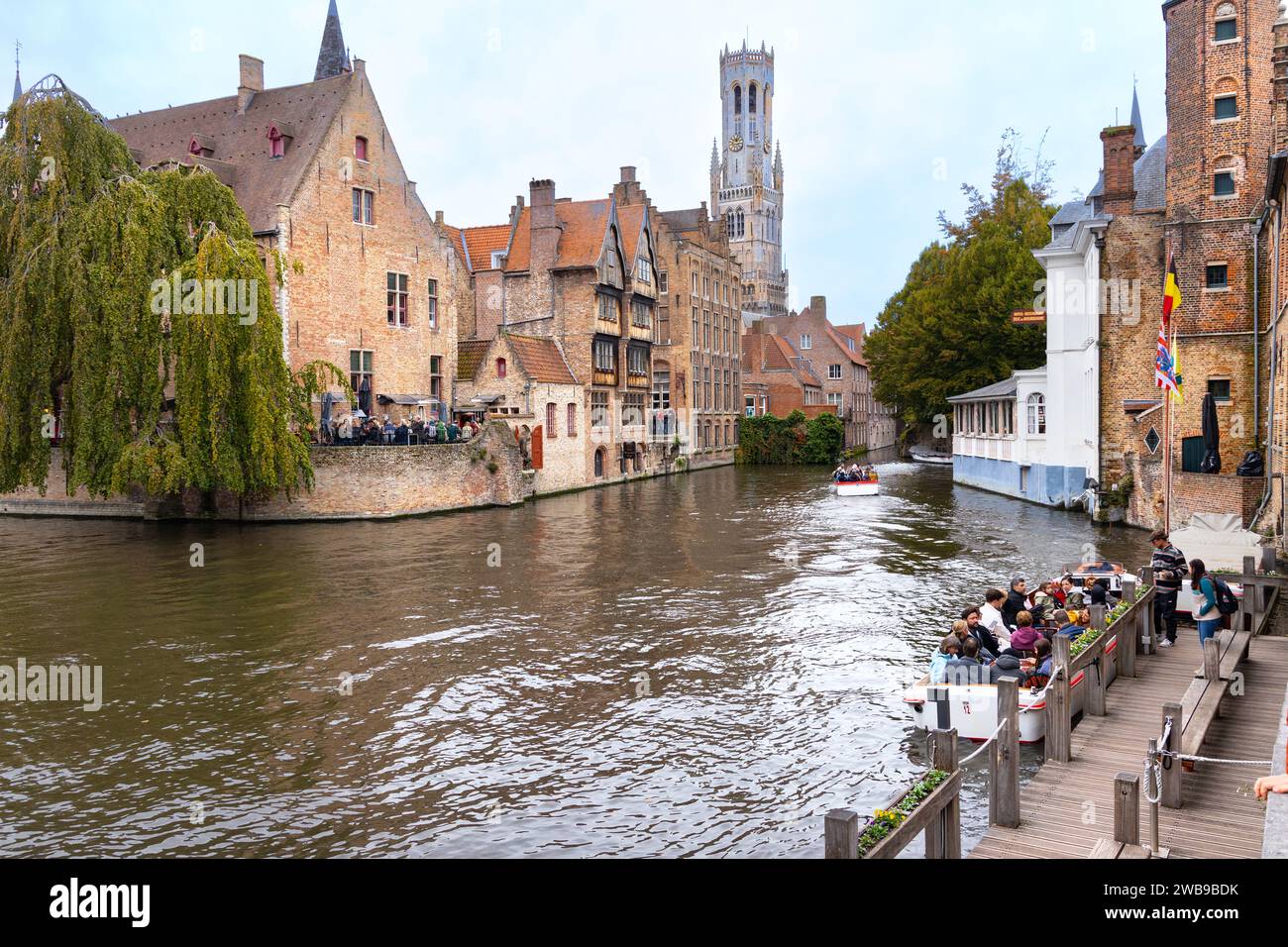 River trip around canals and river in Bruges Belgium Stock Photo