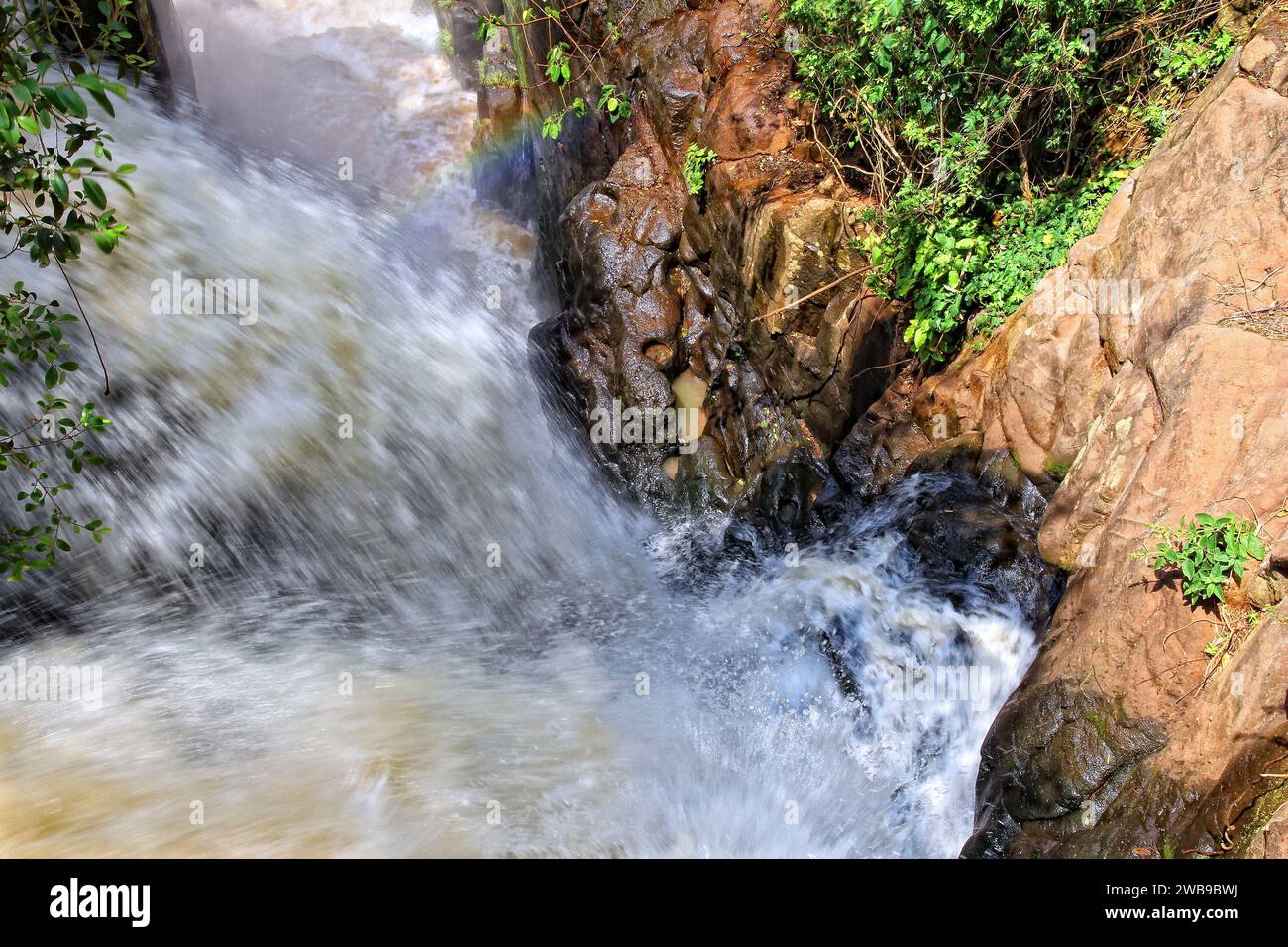 Iguazu Falls landscape - natural wonder in Argentina. Stock Photo